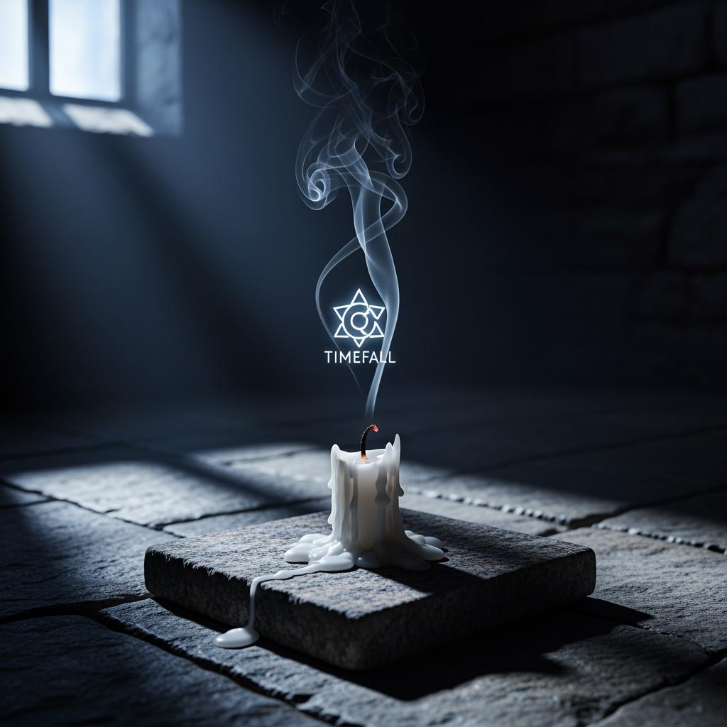 Extinguished candle on stone symbolising the end of a TimeFall journey